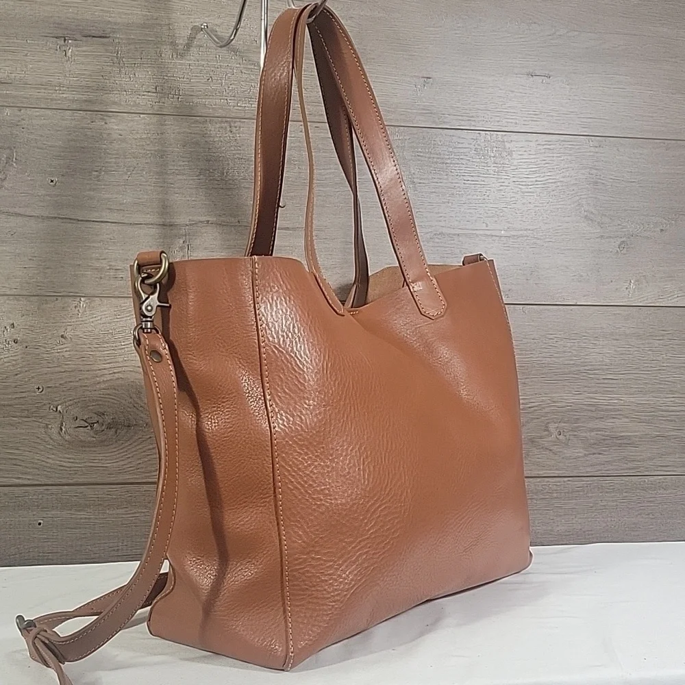 Large El Mato Classic Tan Leather Tote Bag with Removable Strap